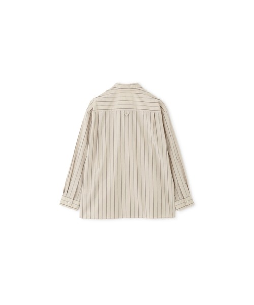 美品 MHL エムエイチエル バンドカラーシャツ ベージュ 洗える コットン MHL.（エムエイチエル）の「WIDE STRIPE COTTON（シャツ