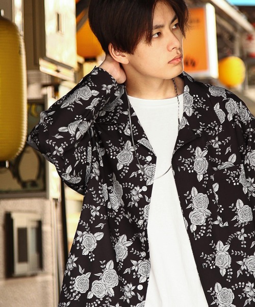 ZIP FIVE(ジップファイブ)の「【NATURE GLOBE】 総柄 オープンカラー 長袖 シャツ / 柄シャツ(シャツ/ブラウス・メンズ・ブラック/ブラック系/ライトグレー/ホワイト・MEDIUM/LARGE/X-LARGE)」の15枚目の写真