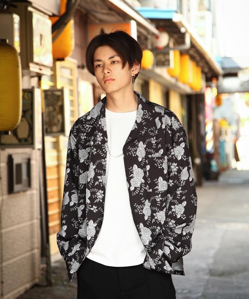ZIP FIVE(ジップファイブ)の「【NATURE GLOBE】 総柄 オープンカラー 長袖 シャツ / 柄シャツ(シャツ/ブラウス・メンズ・ブラック/ブラック系/ライトグレー/ホワイト・MEDIUM/LARGE/X-LARGE)」の17枚目の写真
