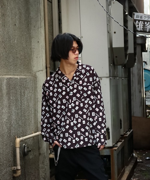 ZIP FIVE(ジップファイブ)の「【NATURE GLOBE】 総柄 オープンカラー 長袖 シャツ / 柄シャツ(シャツ/ブラウス・メンズ・ブラック/ブラック系/ライトグレー/ホワイト・MEDIUM/LARGE/X-LARGE)」の19枚目の写真
