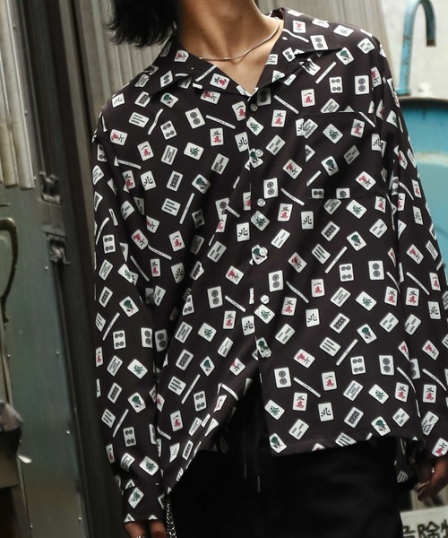 ZIP FIVE(ジップファイブ)の「【NATURE GLOBE】 総柄 オープンカラー 長袖 シャツ / 柄シャツ(シャツ/ブラウス・メンズ・ブラック/ブラック系/ライトグレー/ホワイト・MEDIUM/LARGE/X-LARGE)」の22枚目の写真