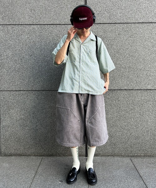 Perushu(ペルーシュ)の「シアサッカーチェック開襟シャツ(シャツ/ブラウス・メンズ・ライトブルー/ネイビー/オフホワイト・MEDIUM/LARGE)」の7枚目の写真