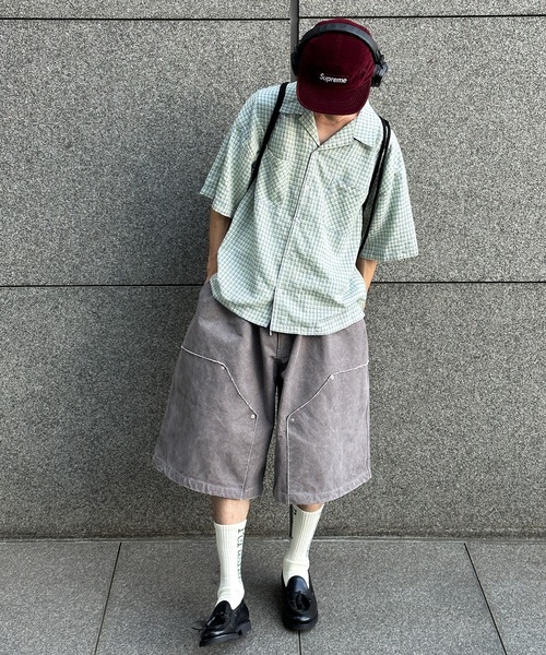 Perushu(ペルーシュ)の「シアサッカーチェック開襟シャツ(シャツ/ブラウス・メンズ・ライトブルー/ネイビー/オフホワイト・MEDIUM/LARGE)」の8枚目の写真