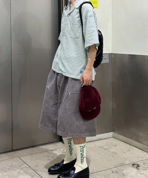 Perushu(ペルーシュ)の「シアサッカーチェック開襟シャツ(シャツ/ブラウス・メンズ・ライトブルー/ネイビー/オフホワイト・MEDIUM/LARGE)」の12枚目の写真