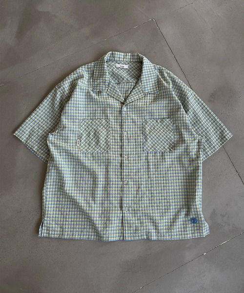Perushu(ペルーシュ)の「シアサッカーチェック開襟シャツ(シャツ/ブラウス・メンズ・ライトブルー/ネイビー/オフホワイト・MEDIUM/LARGE)」の21枚目の写真