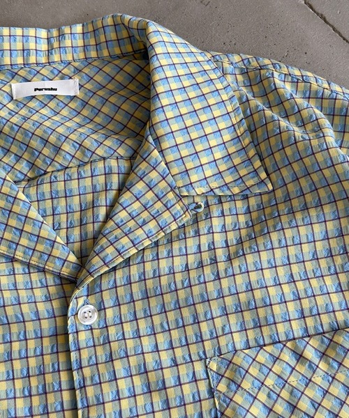 Perushu(ペルーシュ)の「シアサッカーチェック開襟シャツ(シャツ/ブラウス・メンズ・ライトブルー/ネイビー/オフホワイト・MEDIUM/LARGE)」の22枚目の写真