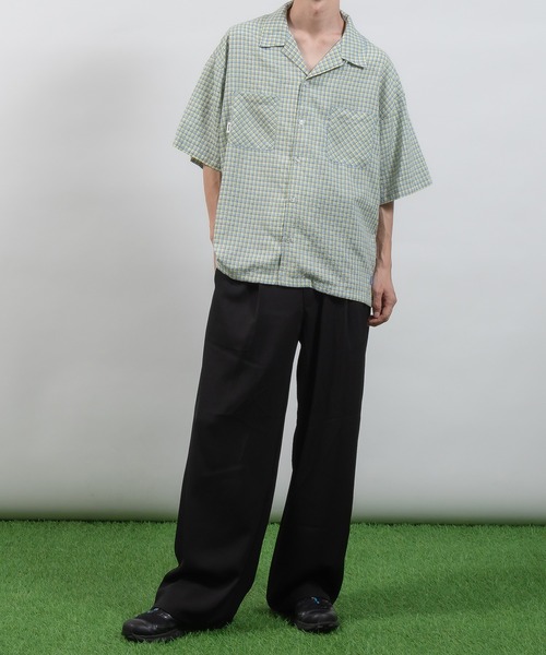 Perushu(ペルーシュ)の「シアサッカーチェック開襟シャツ(シャツ/ブラウス・メンズ・ライトブルー/ネイビー/オフホワイト・MEDIUM/LARGE)」の17枚目の写真