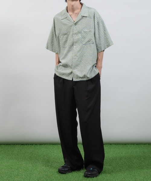 Perushu(ペルーシュ)の「シアサッカーチェック開襟シャツ(シャツ/ブラウス・メンズ・ライトブルー/ネイビー/オフホワイト・MEDIUM/LARGE)」の18枚目の写真