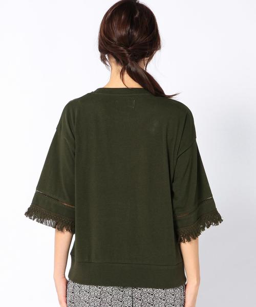 coen（コーエン）の「【Market】フリンジ7分袖カットソー（Tシャツ/カットソー・レディース・オフホワイト/オリーブ・MEDIUM/LARGE）」の3枚目の写真