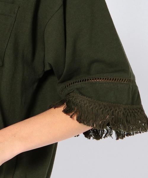 coen（コーエン）の「【Market】フリンジ7分袖カットソー（Tシャツ/カットソー・レディース・オフホワイト/オリーブ・MEDIUM/LARGE）」の7枚目の写真