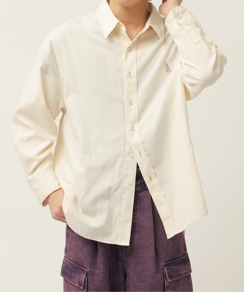 DOUBLE NAME（ダブルネーム）の「ミニ恐竜ワッペンオックスシャツ/ユニセックス（シャツ/ブラウス・レディース・ブラック/オフホワイト/ネイビー/パープル・FREE）」の19枚目の写真