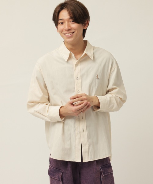 DOUBLE NAME（ダブルネーム）の「ミニ恐竜ワッペンオックスシャツ/ユニセックス（シャツ/ブラウス・レディース・ブラック/オフホワイト/ネイビー/パープル・FREE）」の20枚目の写真