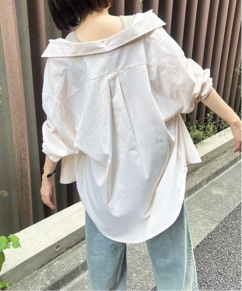 DOUBLE NAME（ダブルネーム）の「ミニ恐竜ワッペンオックスシャツ/ユニセックス（シャツ/ブラウス・レディース・ブラック/オフホワイト/ネイビー/パープル・FREE）」の8枚目の写真