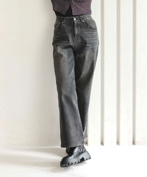 DONOBAN（ドノバン）の「あったか裏起毛ストレートデニム（デニムパンツ・レディース・ブラック・S-Short/S-Long/M-Short/M-Long/L-Short/L-Long）」の9枚目の写真