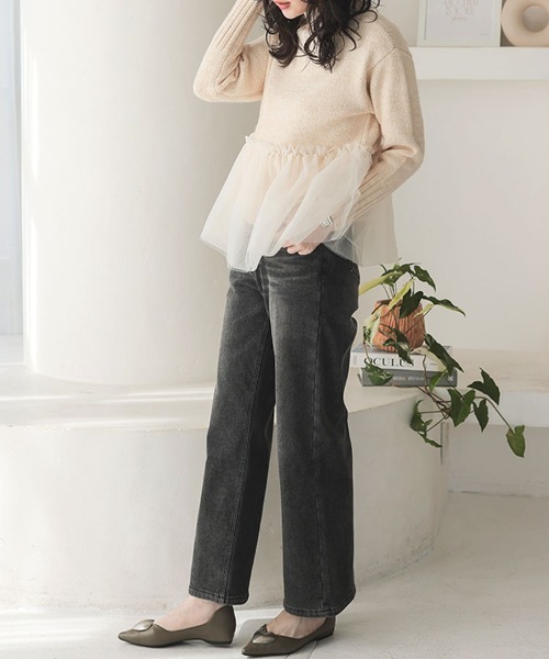 DONOBAN（ドノバン）の「あったか裏起毛ストレートデニム（デニムパンツ・レディース・ブラック・S-Short/S-Long/M-Short/M-Long/L-Short/L-Long）」の14枚目の写真