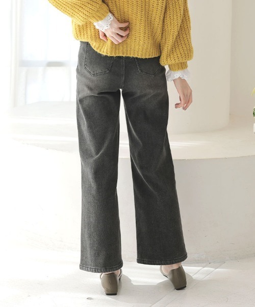 DONOBAN（ドノバン）の「あったか裏起毛ストレートデニム（デニムパンツ・レディース・ブラック・S-Short/S-Long/M-Short/M-Long/L-Short/L-Long）」の13枚目の写真