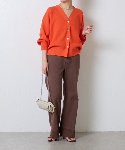 COLLAGE GALLARDAGALANTE（コラージュガリャルダガランテ）の「メタル釦カーディガン（カーディガン/ボレロ・レディース・ベージュ/ネイビー/オレンジ・FREE）」の18枚目の写真