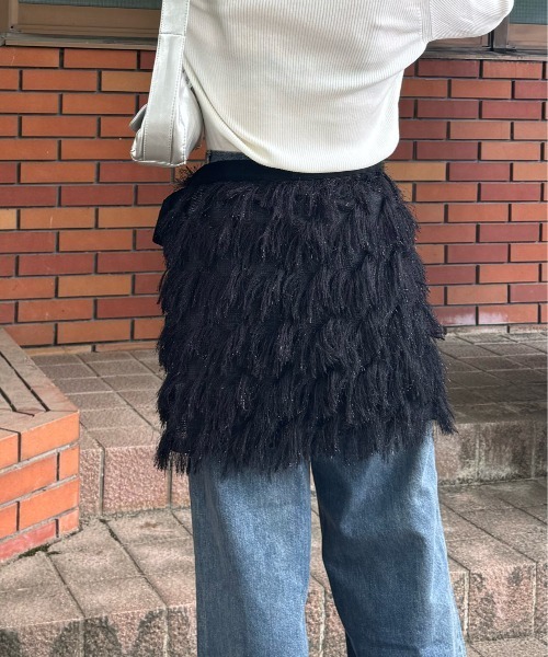 y/m by misato（イムバイミサト）の「フリンジラップスカート（スカート・レディース・アイボリー/ブラック・FREE）」の12枚目の写真