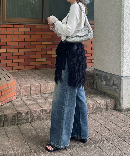 y/m by misato（イムバイミサト）の「フリンジラップスカート（スカート・レディース・アイボリー/ブラック・FREE）」の17枚目の写真