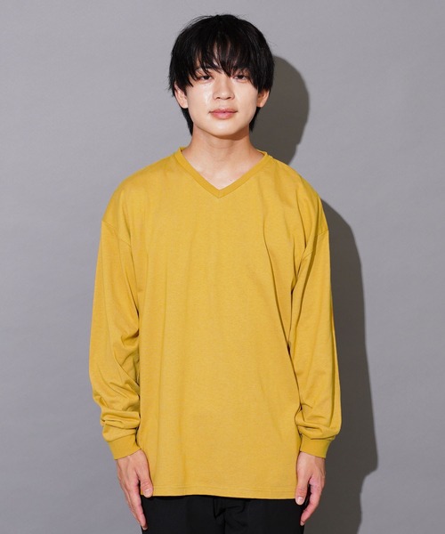 jiggys shop(ジギーズショップ)の「ルーズフィットVネック長袖ロンTカットソー(Tシャツ/カットソー・メンズ・ブラウン系その他/ブラック/パープル系その他/ホワイト/ブルー系その他/マスタード・X-LARGE/MEDIUM/LARGE)」の21枚目の写真