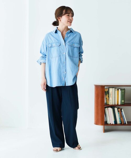 le.coeur blanc(ルクールブラン)の「【飯豊まりえさん着用】ダブルクロスストレートイージーパンツ(その他パンツ・レディース・ブラック/グレイッシュベージュ/ネイビー/ベージュ/ライトベージュ・36/38)」の9枚目の写真