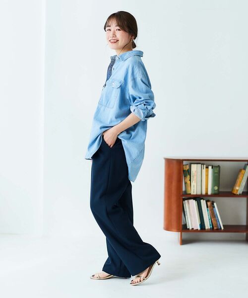 le.coeur blanc(ルクールブラン)の「【飯豊まりえさん着用】ダブルクロスストレートイージーパンツ(その他パンツ・レディース・ブラック/グレイッシュベージュ/ネイビー/ベージュ/ライトベージュ・36/38)」の11枚目の写真