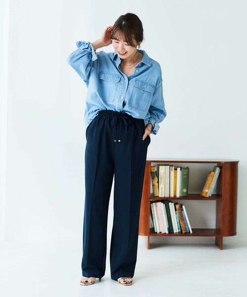 le.coeur blanc(ルクールブラン)の「【飯豊まりえさん着用】ダブルクロスストレートイージーパンツ(その他パンツ・レディース・ブラック/グレイッシュベージュ/ネイビー/ベージュ/ライトベージュ・36/38)」の14枚目の写真