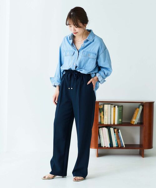 le.coeur blanc(ルクールブラン)の「【飯豊まりえさん着用】ダブルクロスストレートイージーパンツ(その他パンツ・レディース・ブラック/グレイッシュベージュ/ネイビー/ベージュ/ライトベージュ・36/38)」の15枚目の写真