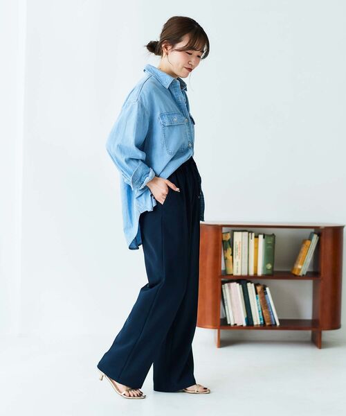 le.coeur blanc(ルクールブラン)の「【飯豊まりえさん着用】ダブルクロスストレートイージーパンツ(その他パンツ・レディース・ブラック/グレイッシュベージュ/ネイビー/ベージュ/ライトベージュ・36/38)」の16枚目の写真