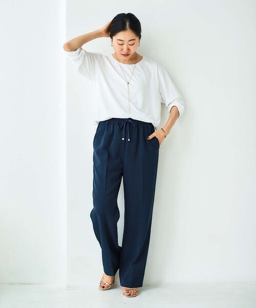 le.coeur blanc(ルクールブラン)の「【飯豊まりえさん着用】ダブルクロスストレートイージーパンツ(その他パンツ・レディース・ブラック/グレイッシュベージュ/ネイビー/ベージュ/ライトベージュ・36/38)」の19枚目の写真