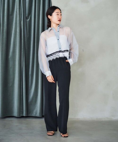 le.coeur blanc(ルクールブラン)の「【飯豊まりえさん着用】ダブルクロスストレートイージーパンツ(その他パンツ・レディース・ブラック/グレイッシュベージュ/ネイビー/ベージュ/ライトベージュ・36/38)」の20枚目の写真