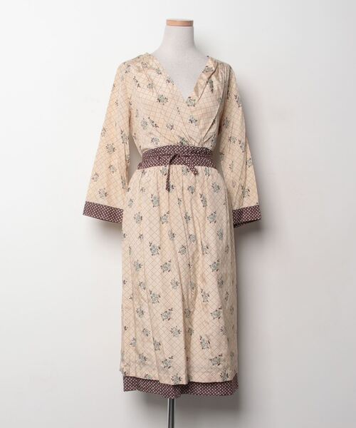 ハグオーワー ビッグチェック ワンピース 淡い 