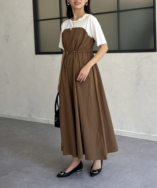 Chez toi（シェトワ）の「ビスチェ見えドロストワンピース（ワンピース・レディース・ネイビー/モカ/ブラック・FREE）」の12枚目の写真