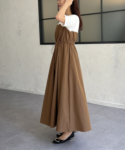 Chez toi（シェトワ）の「ビスチェ見えドロストワンピース（ワンピース・レディース・ネイビー/モカ/ブラック・FREE）」の13枚目の写真