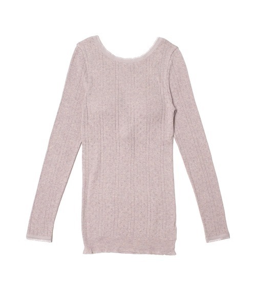 PALM(パーム)の「PALM ORGANIC CREW WITH CUP LONG SLEEVE TOP(Tシャツ/カットソー・レディース・ライトグレー/ライトパープル/キナリ/グレイッシュベージュ・FREE)」の4枚目の写真
