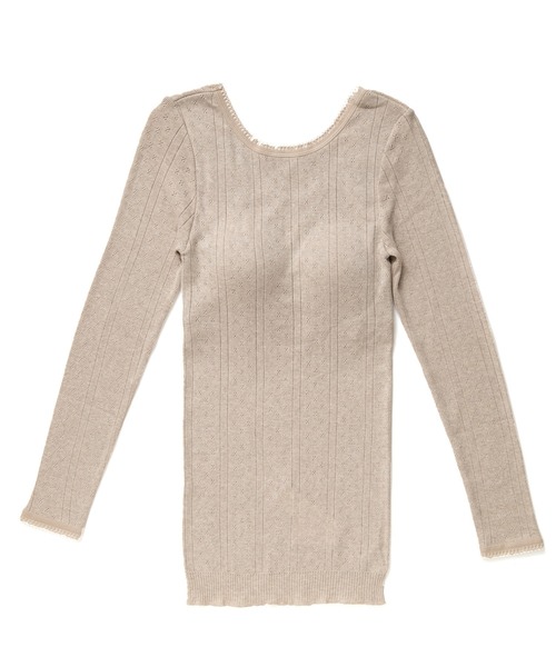 PALM(パーム)の「PALM ORGANIC CREW WITH CUP LONG SLEEVE TOP(Tシャツ/カットソー・レディース・ライトグレー/ライトパープル/キナリ/グレイッシュベージュ・FREE)」の3枚目の写真