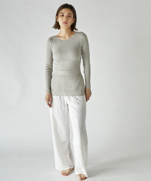PALM(パーム)の「PALM ORGANIC CREW WITH CUP LONG SLEEVE TOP(Tシャツ/カットソー・レディース・ライトグレー/ライトパープル/キナリ/グレイッシュベージュ・FREE)」の7枚目の写真