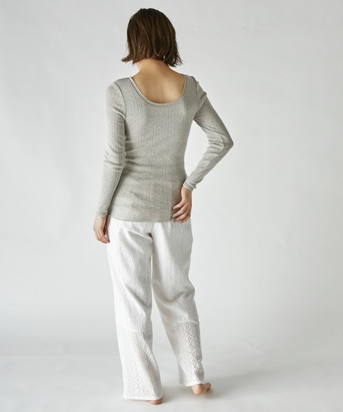 PALM(パーム)の「PALM ORGANIC CREW WITH CUP LONG SLEEVE TOP(Tシャツ/カットソー・レディース・ライトグレー/ライトパープル/キナリ/グレイッシュベージュ・FREE)」の9枚目の写真