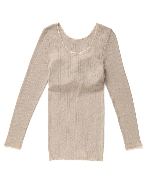 PALM(パーム)の「PALM ORGANIC CREW WITH CUP LONG SLEEVE TOP(Tシャツ/カットソー・レディース・ライトグレー/ライトパープル/キナリ/グレイッシュベージュ・FREE)」の10枚目の写真