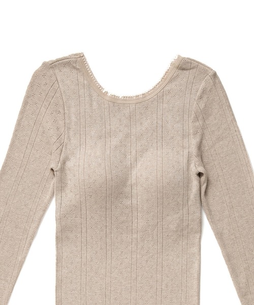 PALM(パーム)の「PALM ORGANIC CREW WITH CUP LONG SLEEVE TOP(Tシャツ/カットソー・レディース・ライトグレー/ライトパープル/キナリ/グレイッシュベージュ・FREE)」の11枚目の写真
