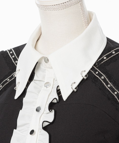 DearMyLove（ディアマイラブ）の「スタッズレースブレードブラウス（シャツ/ブラウス・レディース・ボルドー/ブラック/ホワイト/ブラック×ホワイト・3L/LL/LARGE/MEDIUM）」の16枚目の写真