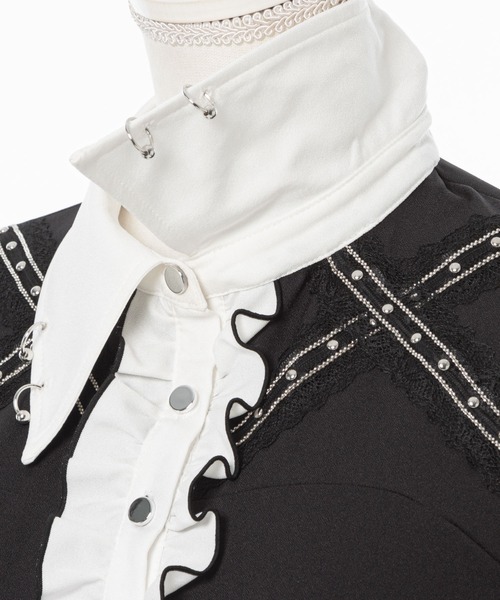 DearMyLove（ディアマイラブ）の「スタッズレースブレードブラウス（シャツ/ブラウス・レディース・ボルドー/ブラック/ホワイト/ブラック×ホワイト・3L/LL/LARGE/MEDIUM）」の9枚目の写真