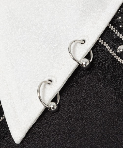 DearMyLove（ディアマイラブ）の「スタッズレースブレードブラウス（シャツ/ブラウス・レディース・ボルドー/ブラック/ホワイト/ブラック×ホワイト・3L/LL/LARGE/MEDIUM）」の10枚目の写真