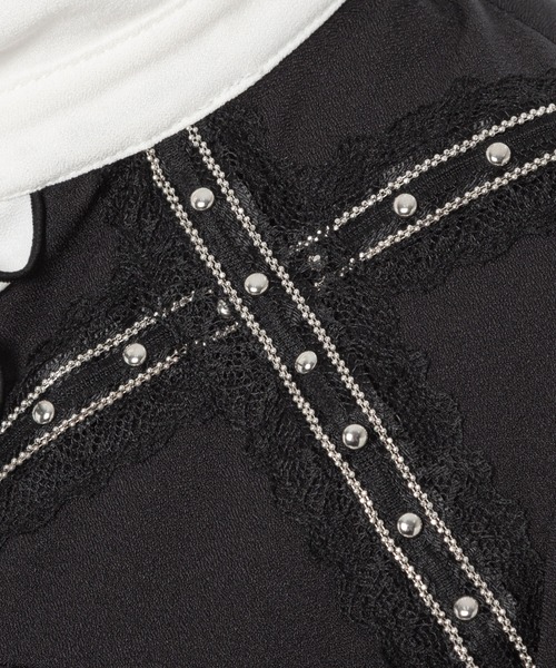 DearMyLove（ディアマイラブ）の「スタッズレースブレードブラウス（シャツ/ブラウス・レディース・ボルドー/ブラック/ホワイト/ブラック×ホワイト・3L/LL/LARGE/MEDIUM）」の11枚目の写真