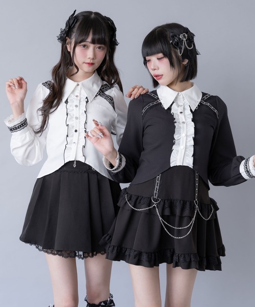 DearMyLove（ディアマイラブ）の「スタッズレースブレードブラウス（シャツ/ブラウス・レディース・ボルドー/ブラック/ホワイト/ブラック×ホワイト・3L/LL/LARGE/MEDIUM）」の22枚目の写真