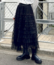 チュールティアードスカート