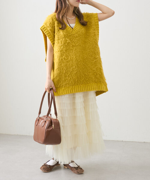 w closet（ダブルクローゼット）の「チュールティアードスカート（スカート・レディース・アイボリー/ブラック・FREE）」の3枚目の写真