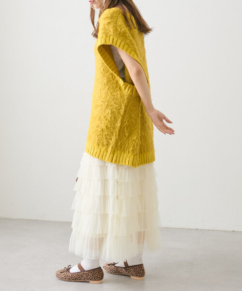 w closet（ダブルクローゼット）の「チュールティアードスカート（スカート・レディース・アイボリー/ブラック・FREE）」の4枚目の写真