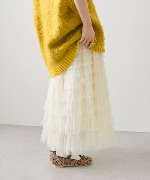 w closet（ダブルクローゼット）の「チュールティアードスカート（スカート・レディース・アイボリー/ブラック・FREE）」の7枚目の写真