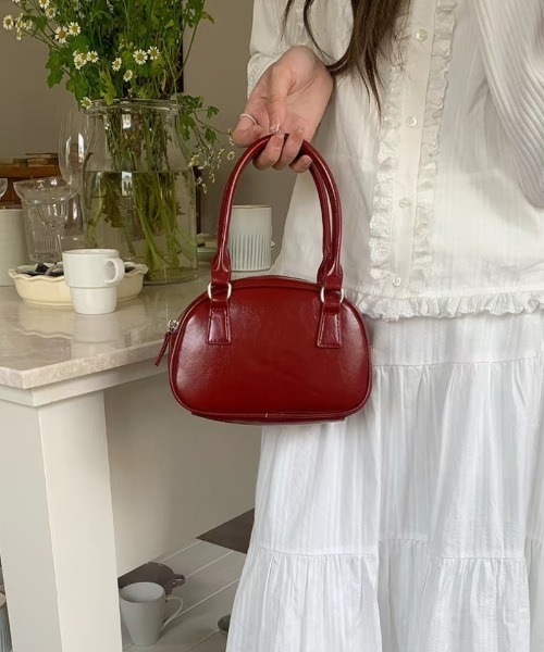 Ritzy（リッツィー）の「レトロ丸型 2way PUミニハンドバッグ ショルダーバッグ（ハンドバッグ・レディース・ダークブラウン/シルバー/ブラック/ワイン・FREE）」の21枚目の写真